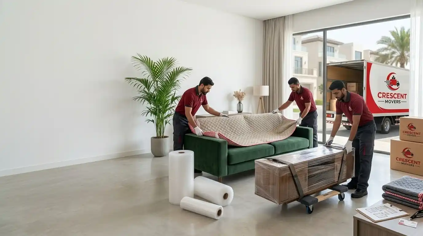 Equipment and Furniture Protection During Al Raha Moves Furniture protection equipment used for moving services in Al Raha Abu Dhabi