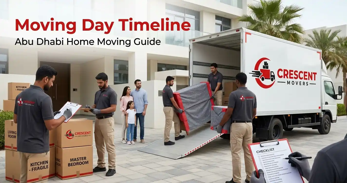 Professional movers managing a home relocation timeline in Abu Dhabi