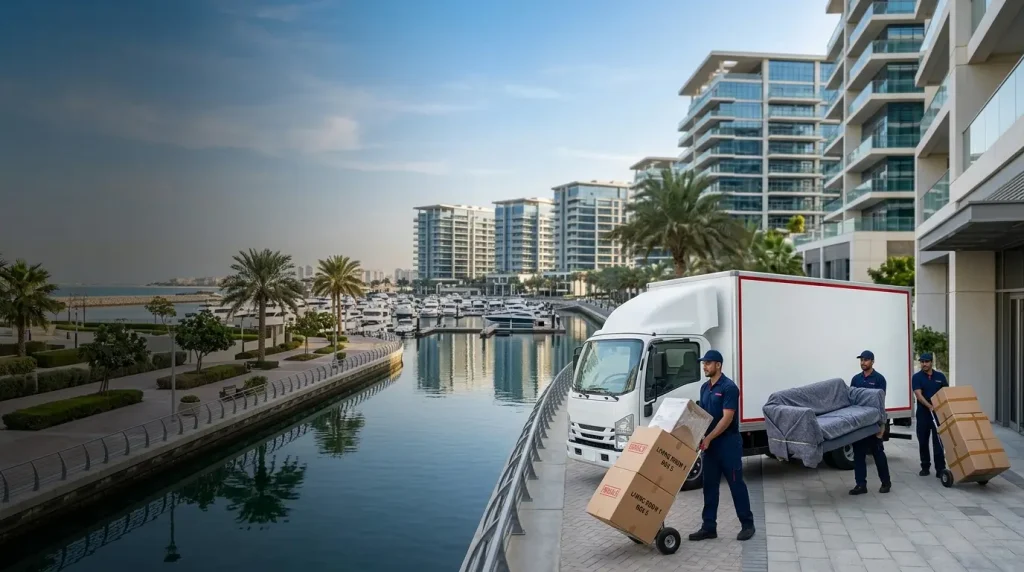 Moving to Al Raha Abu Dhabi with professional movers and moving truck