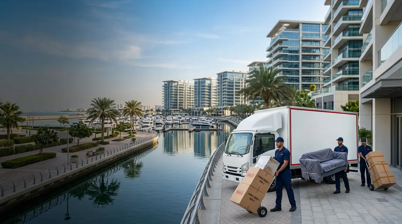 Moving to Al Raha Abu Dhabi with professional movers and moving truck