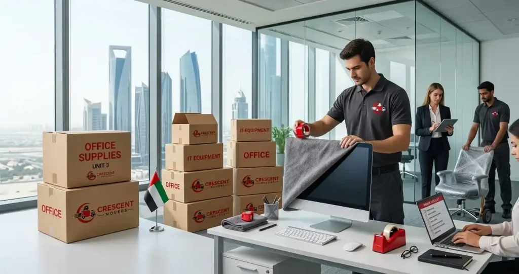 Family reducing home relocation stress with Crescent Movers professional support in Abu Dhabi