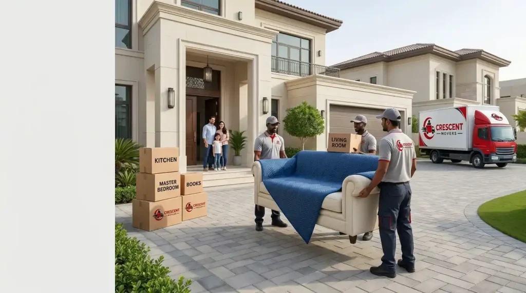 Professional villa relocation team preparing a smooth move in Abu Dhabi