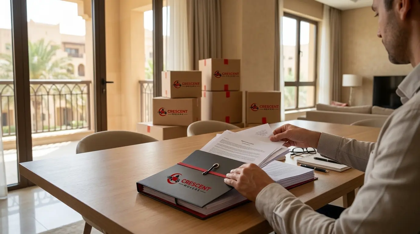 Important documents organized in a secure folder before a home move