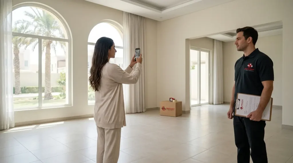 Final walkthrough of an empty home before property handover