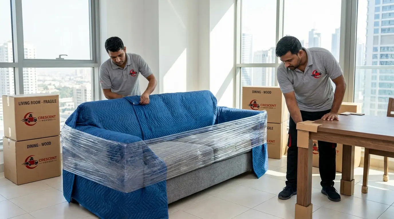 Professional furniture protection during home moving in Abu Dhabi